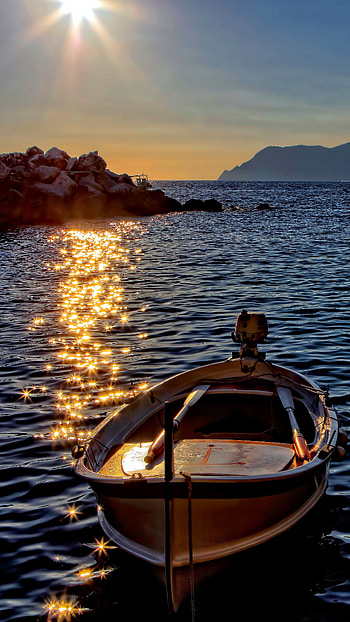 Boat travels, Nature sea sunset, Android background HD phone wallpaper