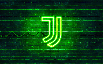Juventus FC green logo, , green brickwall, Juventus FC logo, brands, Juve, Juventus FC neon logo, Juventus FC, Juventus logo HD wallpaper