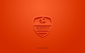 Academia Puerto Cabello, creative 3D logo, orange background, Venezuelan football team, Venezuelan Primera Division, Puerto Cabello, Venezuela, 3d art, football, Academia Puerto Cabello 3d logo HD wallpaper