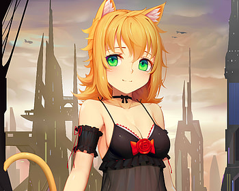 Elf, anime girl, blonde, hot dress HD wallpaper
