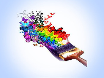 Butterfly painting, flight, butterflies, colors, brush HD wallpaper