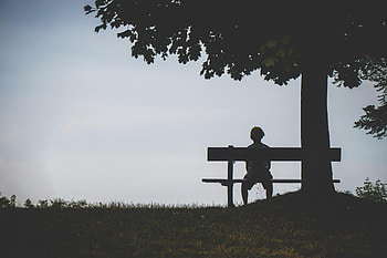 Alone, Silhouette, Privacy, Seclusion, Miscellanea, Miscellaneous, Loneliness, Bench, Lonely, Child HD wallpaper