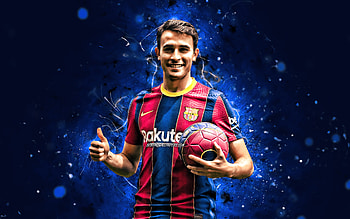 Eric Garcia, , FC Barcelona, 2021, spanish footballers, LaLiga, Barca, Barcelona FC, football, Eric Garcia , blue neon lights, soccer, Eric Garcia Barcelona, La Liga, FCB HD wallpaper