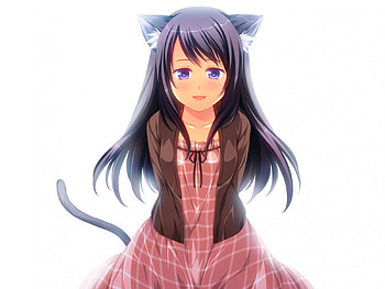 Chiduru Sagawa, anime girl, black, kitty, anime, cat, otomimi infinity HD wallpaper