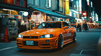 Nissan Skyline GT-R R34 — Quad Neon City, Nissan Skyline GT-R HD wallpaper
