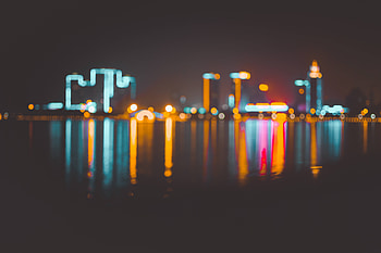 City, lights, blur, reflections HD wallpaper