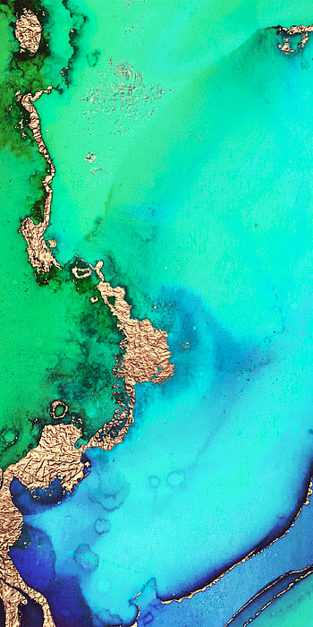 Gold rush, rock, aqua, green HD phone wallpaper