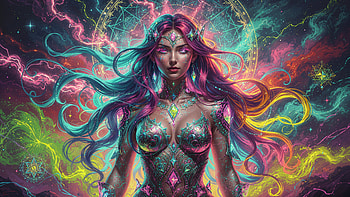 Prismatic Celestial Goddess —, Sorceress, Magic HD wallpaper