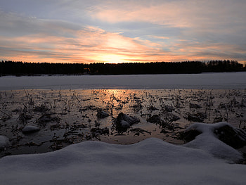 Winter, Nature, Sunset, Ice, Snow, Lake HD wallpaper