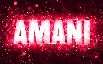 Happy Birtay Amani, , pink neon lights, Amani name, creative, Amani Happy Birtay, Amani Birtay, popular american female names, with Amani name, Amani HD wallpaper