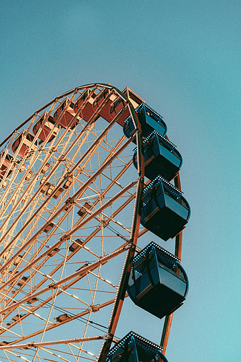 Sky, Miscellanea, Miscellaneous, Ferris Wheel, Attraction, Light Bulbs, Booths, Stall HD phone wallpaper