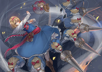 Alice, blue, wonderland, knifes HD wallpaper