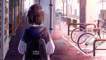Journey Home Anime Girl With Backpack, anime, anime-girl, artist, artwork, digital-art, pixiv HD wallpaper