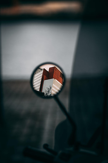 Building, Reflection, Miscellanea, Miscellaneous, Motorcycle, Mirror HD phone wallpaper