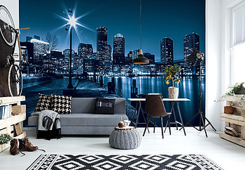 Wall mural , Blue night city, Homewallmurals shop HD wallpaper