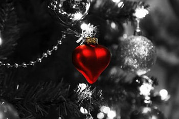 waiting for Christmas, christmas tree decoration, holiday, heart, red HD wallpaper
