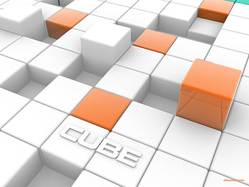 Orange & White Cubes, cgi, abstract, 3d, art HD wallpaper