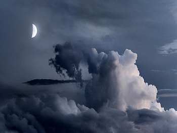 Heaven can wait, mist, night, moon, heaven, clouds, sky, nature HD wallpaper