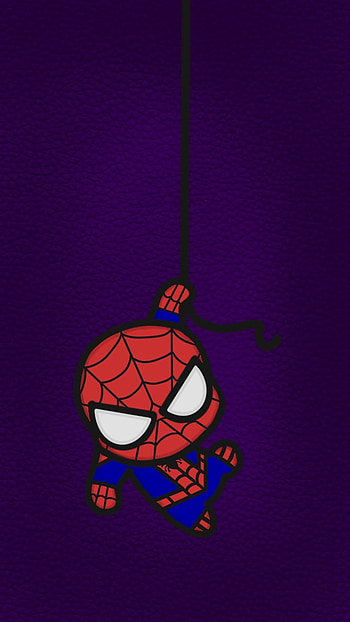 Spiderman, fondo, marvel, dibujo, rojo, chibi, araña, , hola, morado, anime, arte HD phone wallpaper