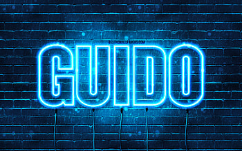 Guido, , with names, Guido name, blue neon lights, Guido Birtay, Happy Birtay Guido, popular italian male names, with Guido name HD wallpaper