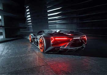 Rear view, Lamborghini Terzo Millennio, 2019, sports car HD wallpaper