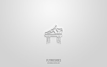 Flying shoes 3d icon, white background, 3d symbols, Flying shoes, technology icons, 3d icons, Flying shoes sign, technology 3d icons HD wallpaper