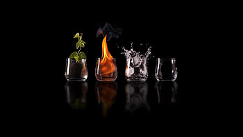 Water, Background, Leaves, Fire HD wallpaper