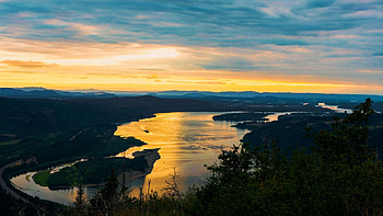 Angel's Rest, Oregon, clouds, landscape, sky, usa, sunset HD wallpaper