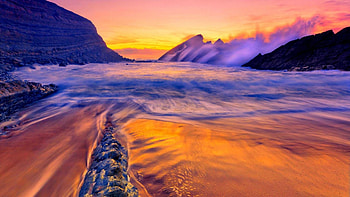 HERE ON GOLDEN BEACH, SUNSET, BEAUTIFUL, SCENIC, GORGEOUS HD wallpaper