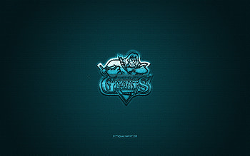 Belfast Giants, British hockey club, EIHL, blue logo, blue carbon fiber background, Elite Ice Hockey League, hockey, Belfast, Northern Ireland, Belfast Giants logo HD wallpaper