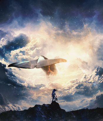 Art, Clouds, Miscellanea, Miscellaneous, Musician, Whale, Tail, Surrealism, Symphony HD phone wallpaper