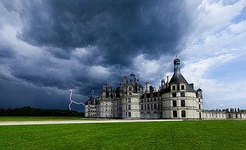 Castle sky, France, Chateau De Chambord, Clouds HD wallpaper