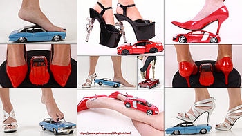 Red, White, and Blue by Wingit Michael, blue cars, red cars, high heels, cars, giantess HD wallpaper