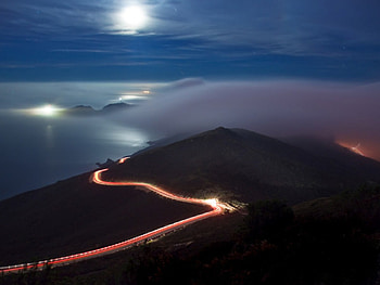 night time mountain drive, night, lights, drive, mountain HD wallpaper