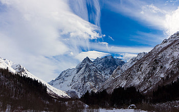 Nature, Sky, Mountains, Snow, Vertex, Top, Peak, Height, Caucasus, Dombay, Dombai HD wallpaper