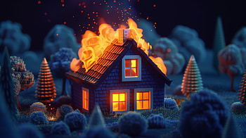 Isometric Burning House, burning, house, isometric HD wallpaper