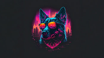 The Cyberdog Retro Art , dog, retrowave, artist, artwork, digital-art, deviantart HD wallpaper