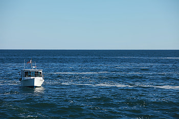 Nature, Waves, Horizon, Ocean, Boat HD wallpaper