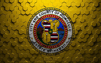 Flag of Honolulu, honeycomb art, Honolulu hexagons flag, Honolulu, 3d hexagons art, Honolulu flag HD wallpaper