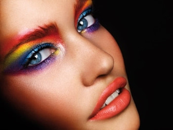 Rainbow makeup, Lipstick, Model, Eyes, Colourful, Makeup HD wallpaper
