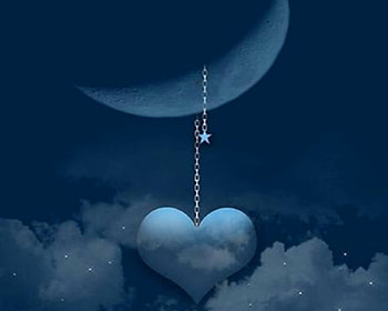 Hanging Heart, sky, heart, moon, love HD wallpaper