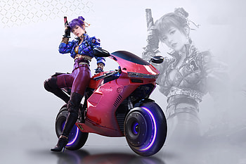 Asian Girl Bike , artist, artwork, artstation, biker HD wallpaper