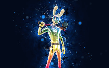 Prismatic Guggimon, , blue neon lights, Fortnite Battle Royale, Fortnite characters, Prismatic Guggimon Skin, Fortnite, Prismatic Guggimon Fortnite HD wallpaper