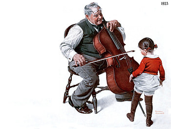 Dancing For Grandpa, grampa, girl, dancing, base fiddle HD wallpaper