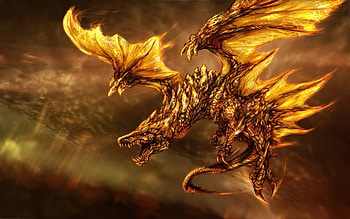 Yellow Fired Dragon HD wallpaper