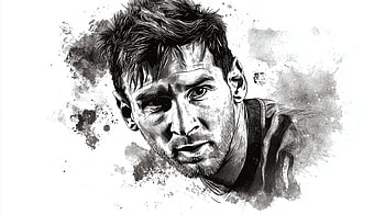 of Lionel Messi in Black & White Soccer Art, Sports, soccer, Lionel Messi, Black & White HD wallpaper