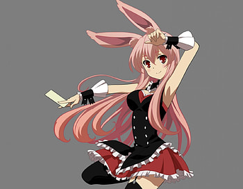 KuroUsagi, card, Pink Hair, Bunny Ears HD wallpaper