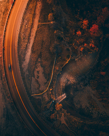 View From Above, Dark, Road, Car, Machine, Evening HD phone wallpaper