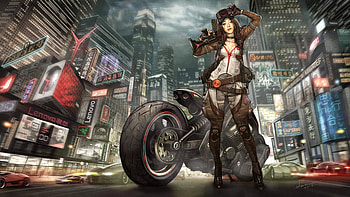 Biker Girl Illustration, artist, artwork, digital-art, illustration HD wallpaper