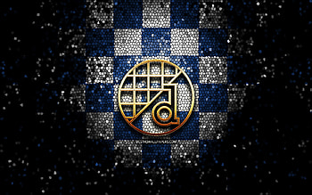 GNK Dinamo Zagreb, glitter logo, HNL, blue white checkered background, soccer, croatian football club, Dinamo Zagreb logo, mosaic art, football, Dinamo Zagreb FC HD wallpaper